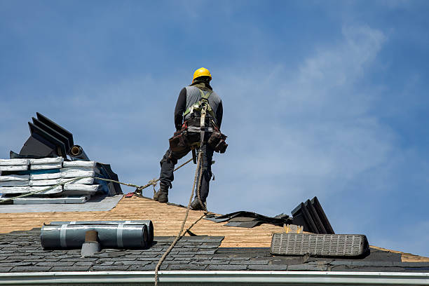 Professional Gutter Installation technician working in Churchville, NY